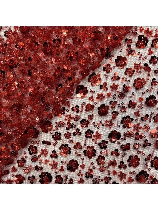 3D Flower Sequin Fabric 