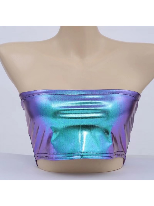 Shiny strechy holographic tank top