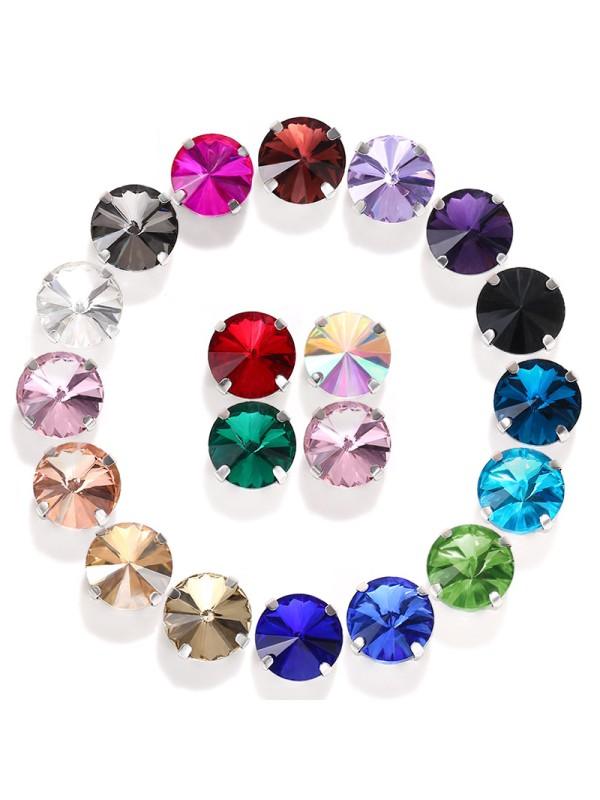 50pcs Round Sew-on Glass Rhinestones 