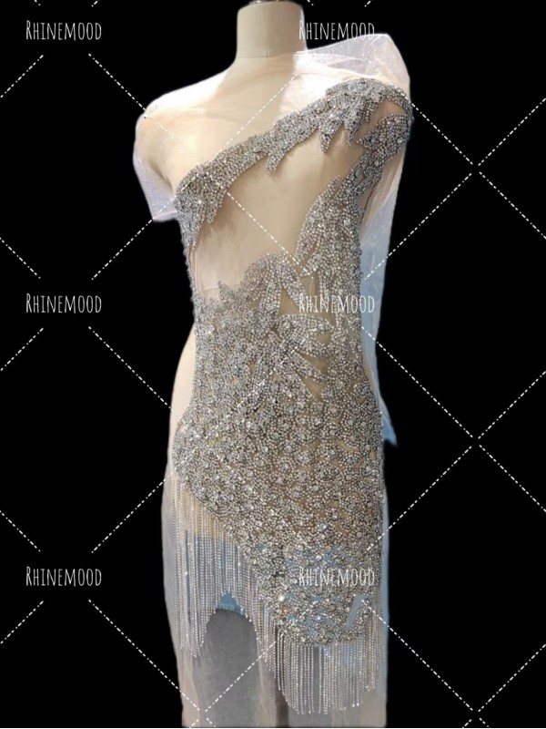 Alina - Fringe Rhinestone Bodice Applique