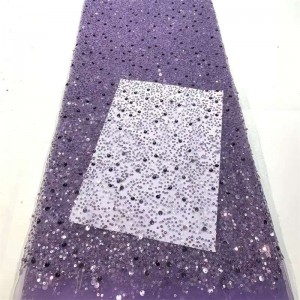 French Style Embroidered Beads and Sequins Lace Fabric 