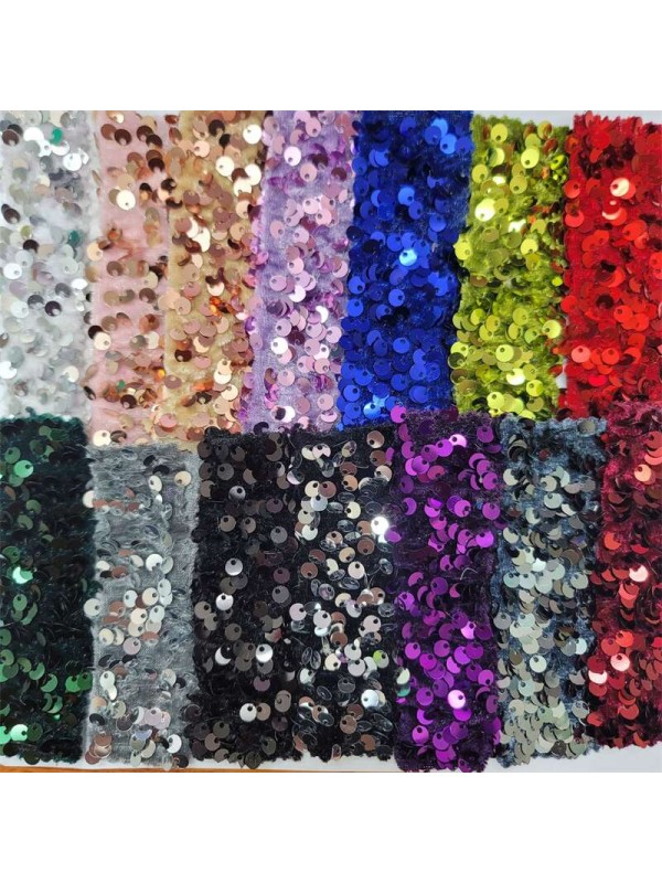 Densely Embellished Sequin Velvet Fabric