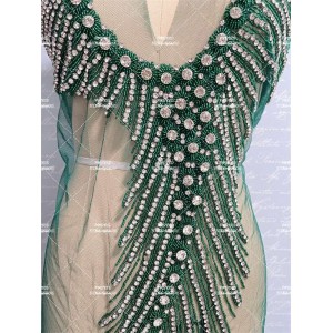 Jade - Green - Rhinestone Bodice Applique 