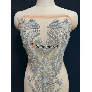 Lilian - Clear mesh - Rhinestone Bodice Applique 