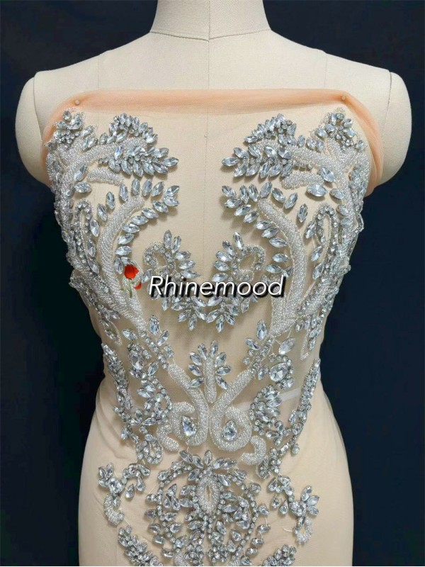 Lilian - Clear mesh - Rhinestone Bodice Applique 