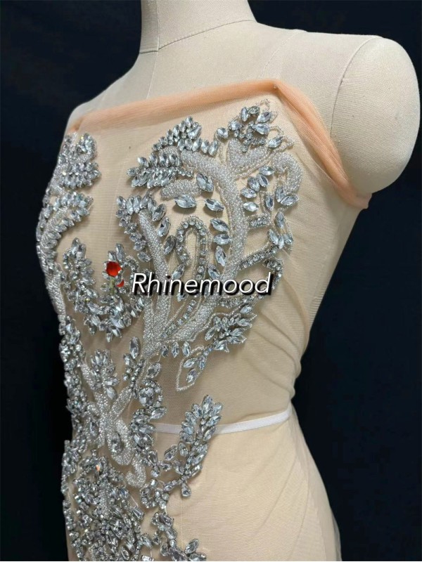 Lilian - Clear mesh - Rhinestone Bodice Applique 