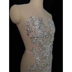 Lilian - Embroidered mesh - Rhinestone Bodice Applique 