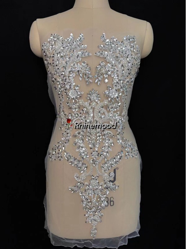 Lilian - Embroidered mesh - Rhinestone Bodice Applique