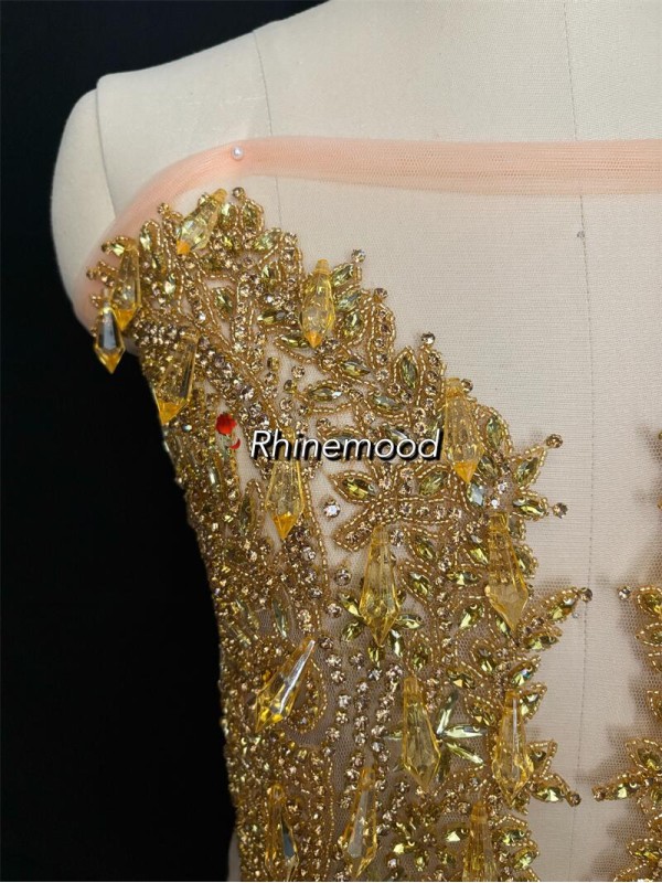 Rubby with Icicle Drops - Rhinestone Bodice Applique 