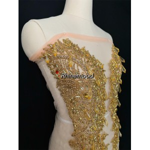 Rubby with Icicle Drops - Rhinestone Bodice Applique 
