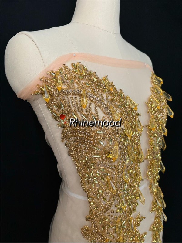 Rubby with Icicle Drops - Rhinestone Bodice Applique 